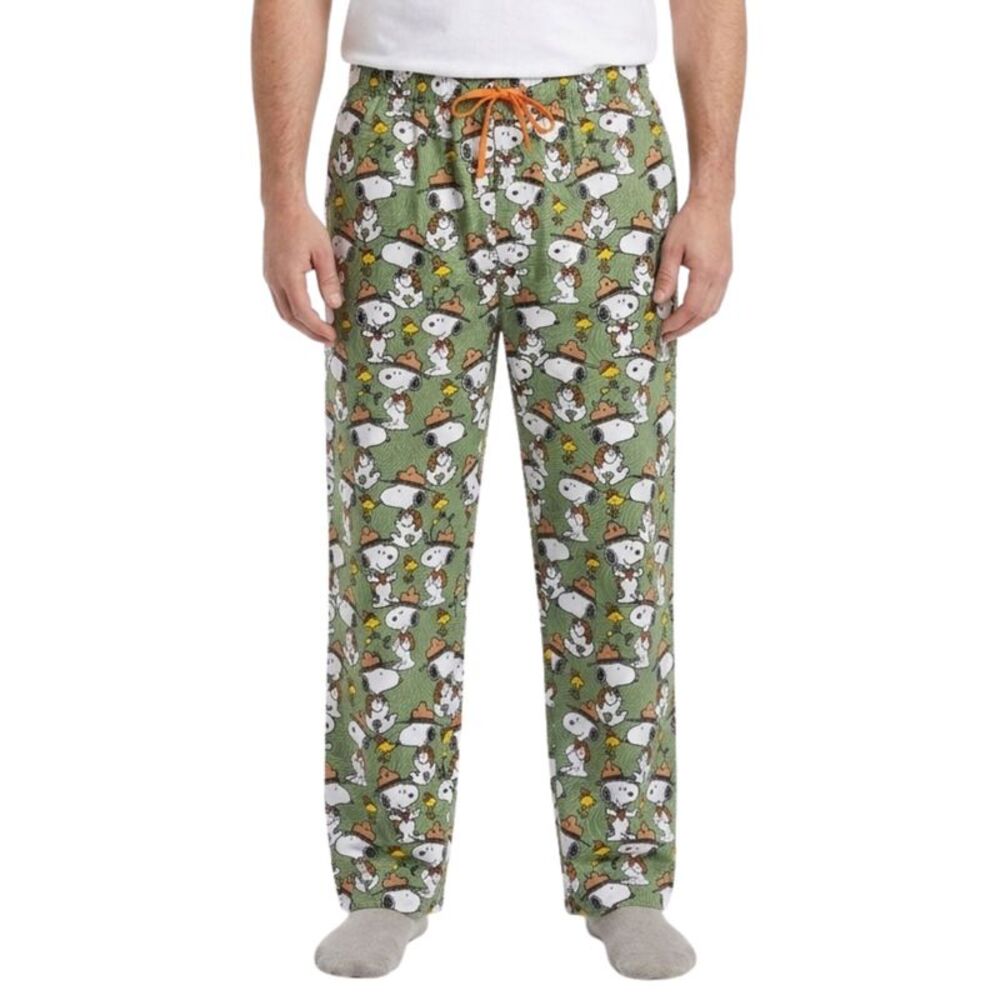 New Men's Peanuts Snoopy Pajama Pants Beagle Scout Camping Lounge Wear